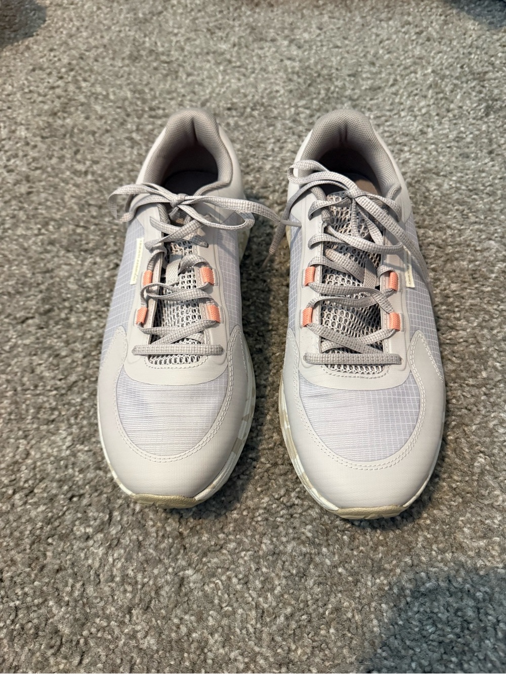 Under Armour Light Gray Athletic Sneakers with Peach Accents